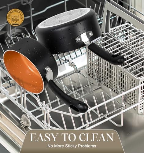 MICHELANGELO Ceramic Saucepan Set 1.5QT & 2QT & 3QT Nonstick Sauce Pans, PFAS-FREE Saucepan with Lid, Copper Saucepans Set of 3, Multipurpose Small Sauce Pot, Non Stick Sauce Pots, Dishwasher Safe 5