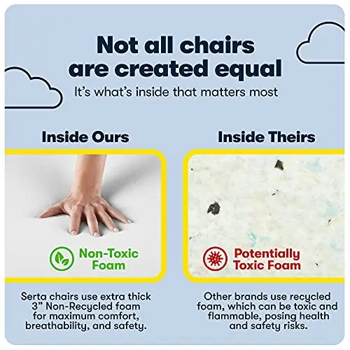 Serta Ashland Home Office Desk Chair with Button Tufted Mid-Back, Memory Foam Cushion and Padded Arms, Mid Century Modern Vanity Armchair with Wheels for Bedroom, Chrome Metal Base, Dark Gray 5