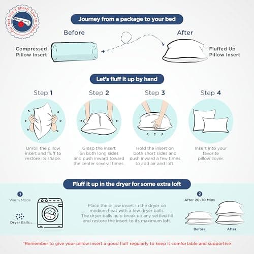 Martex Twin Pack Standard Bed Pillows, Set of 2 - Soft Down Alternative Pillows for Sleeping - Supportive Comfort for Back and Stomach Sleepers - Breathable Cotton Blend Cover - Made in USA 8