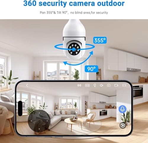WESECUU Light Bulb Security Camera, 5G& 2.4GHz WiFi 2K Security Cameras Wireless Outdoor Motion Detection and Alarm,Two-Way Talk,Color Night Vision,Human Detection, Camera Light Bulb Easy to Install 4