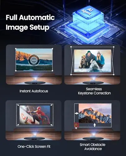 [Built-in Official App/4K Support/Compact]Smart-Projector with WiFi6 and Bluetooth, Outdoor Movie Projector & DoIby , Compatible with YouTube/PrimeVideo, AI Auto Focus, Portable Home Proyector 6