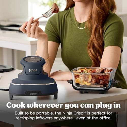 Ninja Crispi 4-in-1 Glass Air Fryer | 450°F | Non-Toxic | 4QT & 6-Cup Glass Containers w/Lids | Microwave, Freezer, Dishwasher Safe | Max Crisp, Air Fry, Bake, Recrisp | Cyberspace Gray, FN101GY 12