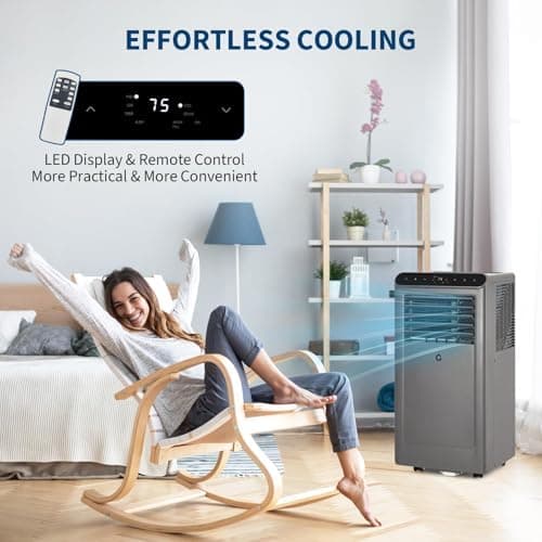 8000 BTU Portable Air Conditioners, 3 in-1 Portable AC Unit with Dehumidifier, Quiet Air Conditioner for Bedrooms and Offices up to 350 Sq.Ft, Remote Control & 24H Timer, Grey & Black 5
