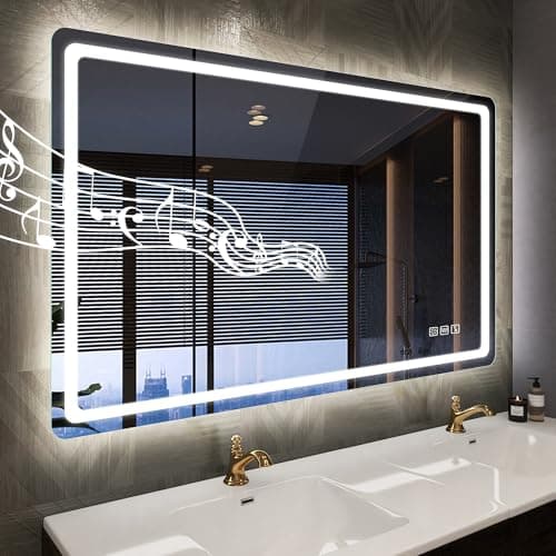 STARLEAD 40"x28" Bluetooth LED Bathroom Mirror with Dimmable Lighting, 3 Color Temperature, Anti-Fog, Touch Control, Wall Mounted Vanity Mirror for Daily Routines