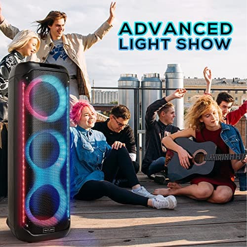 Dolphin KaraokeBox 380: Triple 8" Bluetooth Party Speaker – Powerful Sound System, Long-Lasting Rechargeable Battery, LED Lights, 35-Inch Tall, Portable Design, AUX/USB/TF/Bluetooth Connectivity 8