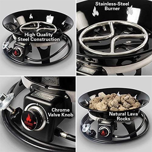 Outland Living Portable Propane Fire Pit, 21-inch, 58,000 BTU with Fire Pit Cover & Carry Kit, Smokeless Gas Firebowl | Perfect for Camping, Patio, Backyard, Tailgating, Deck, RV| Black 863 Cypress 5