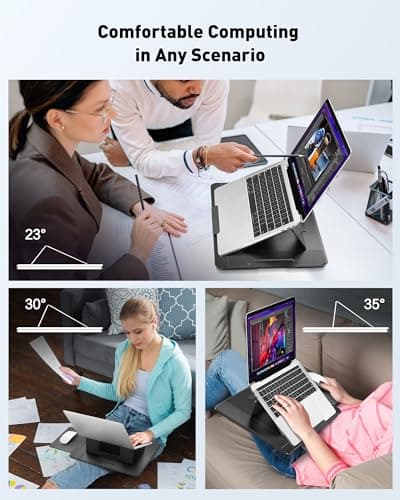 AboveTEK Adjustable Laptop Lap Desk, 3 Ergonomic Angles, PU Leather Non-Slip Surface, Heat Shield, Retractable Mouse Pad, Portable Laptop Lap pad Workstation for Bed, Sofa, Travel 7