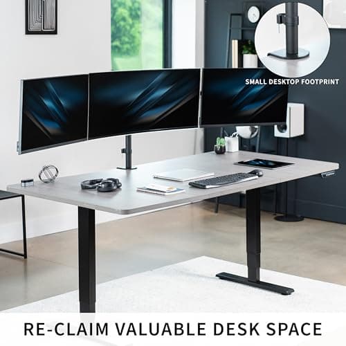 VIVO Premium Triple Monitor Desk Mount for 3 Screens up to 22 lbs, Fits up to 38 inch Ultrawides on Center Bracket, Adjustable Telescoping Arms, Flush Wall Setup, Black, STAND-TS03C 8