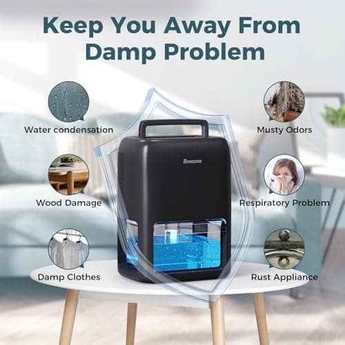 60 OZ Dehumidifiers for Home, Dual-Semiconductor Quiet Dehumidifier with Timer Auto-Off Sleep Mode 7 Colors Light Portable Small Dehumidifiers for Bathroom, Cloakroom, RV, Black 7