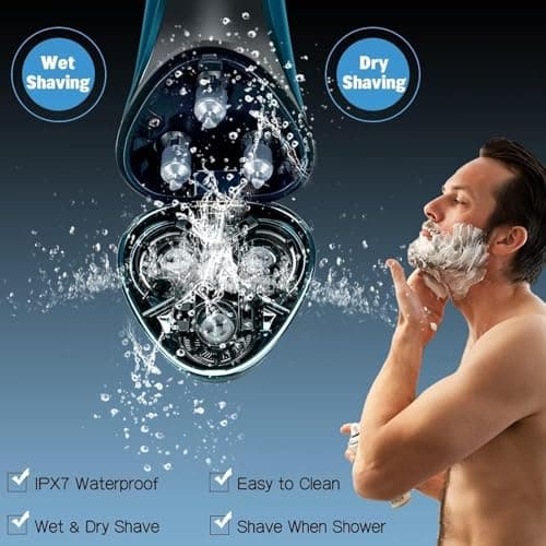 Snapbuy Electric Razor for Men, Snapbuy Electric Razor Pro of Father, Ipx7 Waterproof Cordless Shaver with 90-Min Runtime, 4D Floating Head Rotary Shaver, Fast Charging 6