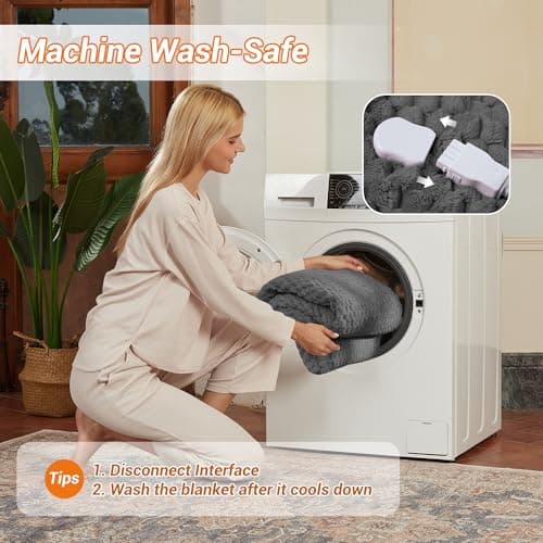 GarveeHome Heated Blanket Electric Blanket Throw Size 50 in x60 in, 6 Heating Levels & 9 Hours Auto Shut Off, Cozy Soft Fleece Fast Heating Blankets Gift, Machine Washable, Grey 5