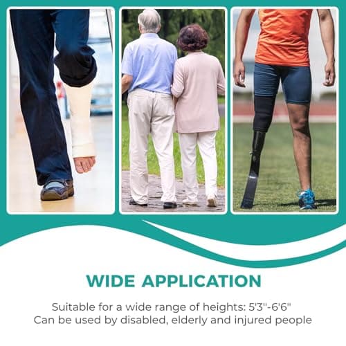 Crutch for Adults, Ergonomic Underarm Crutch with Spring Shock Absorber, Adjustable Crutches with Ergonomic Handgrips, Underarm Walking Crutches, Sturdy, Premium, Suitable for Height 5'3"- 6'6" 6