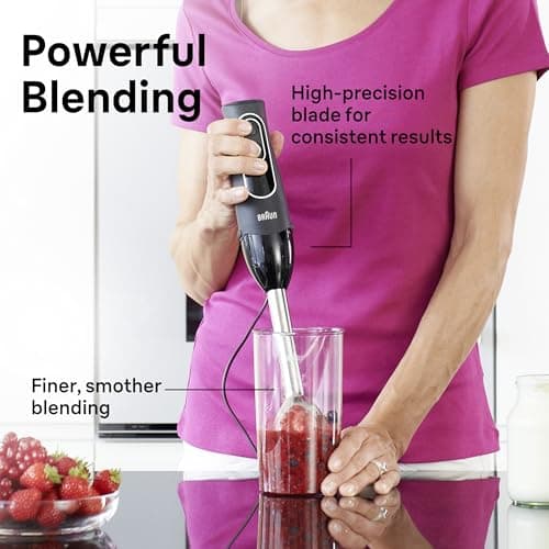 Braun MultiQuick 5 Immersion Hand Blender with Dual Speed + Turbo and Patented Technology, 350W - Includes Beaker and Whisk, Black, MQ505 5