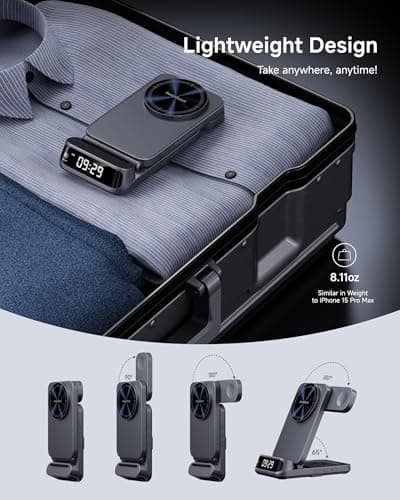 Wireless Charger Stand Compatible with MagSafe, SwanScout 708M, Foldable 3 in 1 Magnetic Wireless Charging Station for iPhone Air/17/16/15 Series, Travel Charger for Apple Watch, AirPods (No Adapter) 6