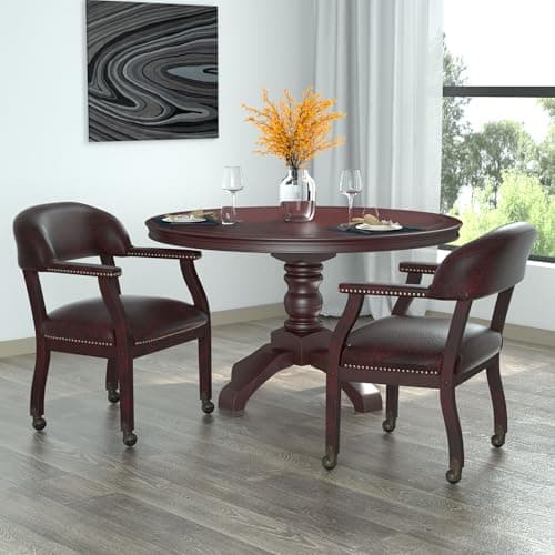 Boss Captain’s Chair In Burgundy Vinyl W/ Casters 11