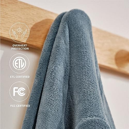 Heated Blanket 50''x60''-Soft and Comfortable Electric Throw,5 Heat Settings and 3H Auto Shut-Off Heating Blanket ETL&FCC Certification Machine Washable (Blue) 5