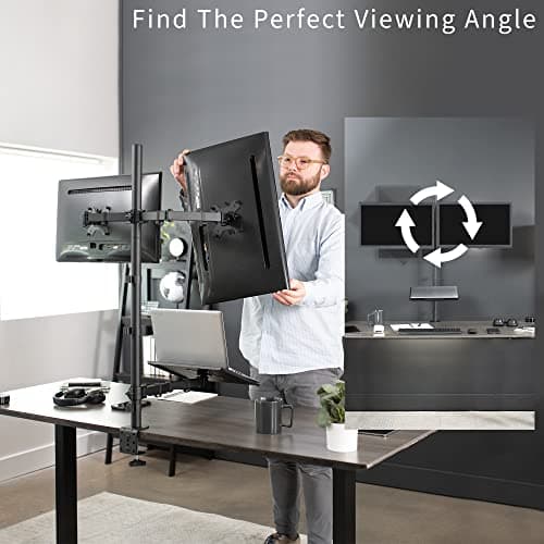 VIVO Laptop and Dual 13 to 27 inch LCD Monitor Stand up Desk Mount, Extra Tall Adjustable Stand, Fits Laptops up to 17 inches, Black, STAND-V012L 6