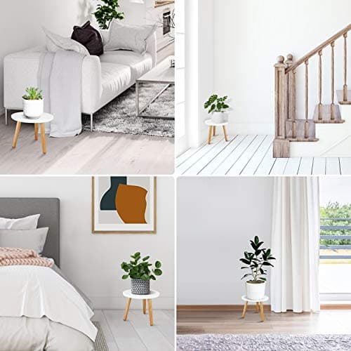 Uneedem Indoor Plant Stand, Wood Mid Century Modern Small Round Side Plant Table for Indoor Plants, 8.9" Tall Plant Holder for Flower Pots End Table 6