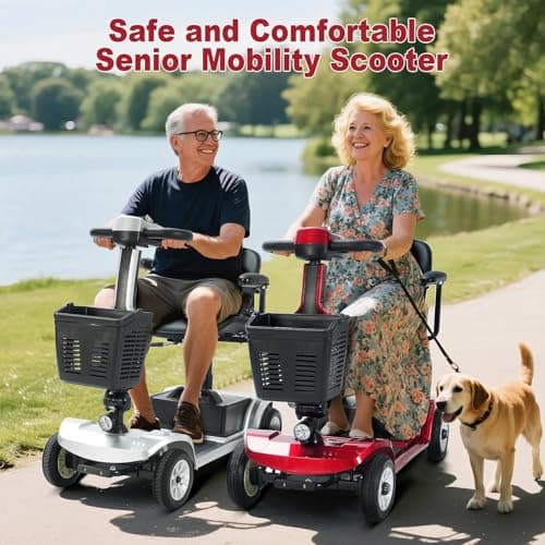 4 Wheel Mobility Scooter, Long Range, 418 lb Capacity, Electric Power Mobile Wheelchair for Seniors Adult with Lights Collapsible and Compact Duty Travel Scooter with Basket (Silver 13 Miles) 6