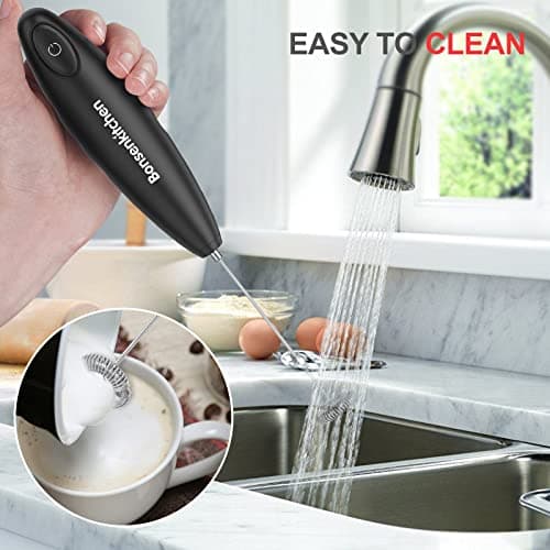 Bonsenkitchen Milk Frother Handheld, Automatic Milk Foam Maker Hand Frother for Coffee, Matcha, Hot Chocolate, Battery Operated Mini Drink Mixer-Black 7