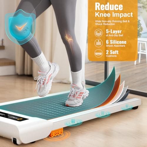 HiFast Walking Pad, 2.5HP Under Desk Treadmill for Home Office, 300 Lbs Capacity Portable Treadmill with Remote Control & LED Display, 2 in 1 for Walking & Jogging 7