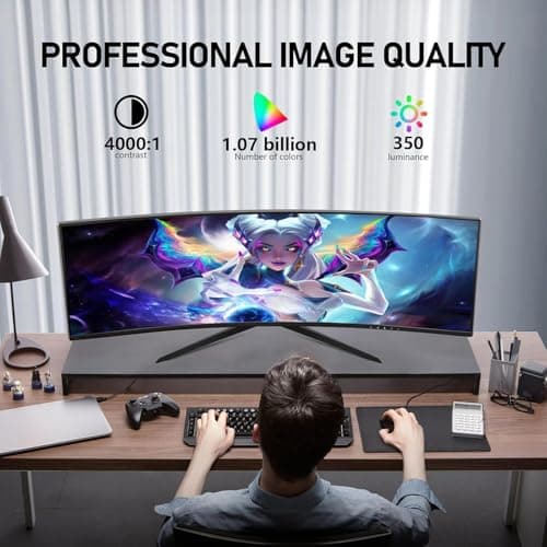ZZA 34" Ultrawide Curved Gaming Monitor, 1500R PC Screen 165hz WQHD 3440x1440, Curved Computer Monitors with FreeSync,HDR10, 1ms,Eye Care, Borderless Design,Support Wallmount 75x75mm 3