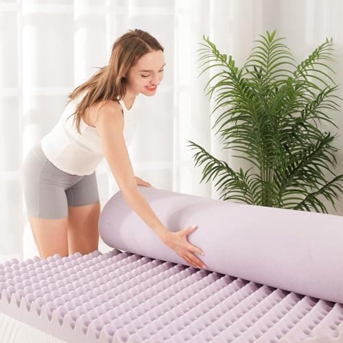 EGOHOME Egg Crate Memory Foam Mattress Topper 3 Inch Twin, Gel Cooling Infused Foam Mattress Topper for Pressure Relief, CertiPUR-US Certified Bed Topper, Purple, 38"×75"