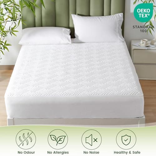 PHF 100% Waterproof California King Size Mattress Protector, Viscose Derived from Bamboo, Cooling Breathable Mattress Pad Cover Soft 3D Air, Fitted with Deep Pocket,Noiseless & Washable 6