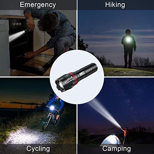 HAUSBELL A100 2000 Lumen Flashlight 2 Pack, Heavy-Duty Aluminum Tactical Flashlights High Lumens with 5 Modes Zoomable Waterproof, Emergency Camping Essentials for Home Hiking 7
