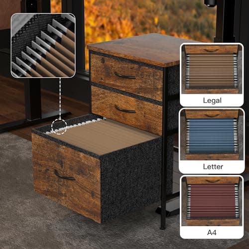 REGISDESK 63 Inch Electric Standing Desk with Cabinet & Drawers, Height Adjustable Sit Stand Desk with Monitor Shelf, Smart Home Office Standing Computer Desk, Rustic Brown 5