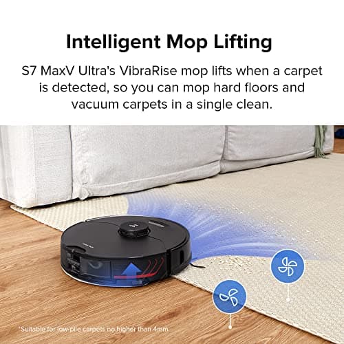 roborock S7 MaxV Ultra Robot Vacuum and Mop, Auto Mop Washing, Self-Emptying, Self-Refilling, ReactiveAI 2.0 Obstacle Avoidance, 5100Pa Suction, App Control, Works with Alexa(RockDock Ultra Series) 6
