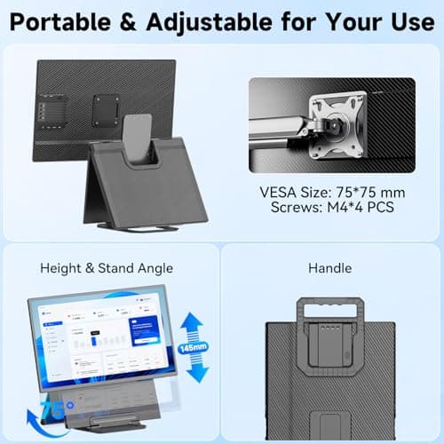 Portable Monitor 24" 100Hz for Work Home Office Game, 1080P FHD IPS Laptop Screen Extender with Rotating Stand & VESA, Laptop Monitor Extender USB-C HDMI Plug-Play for Mac Windows PS Switch Xbox Phone 7