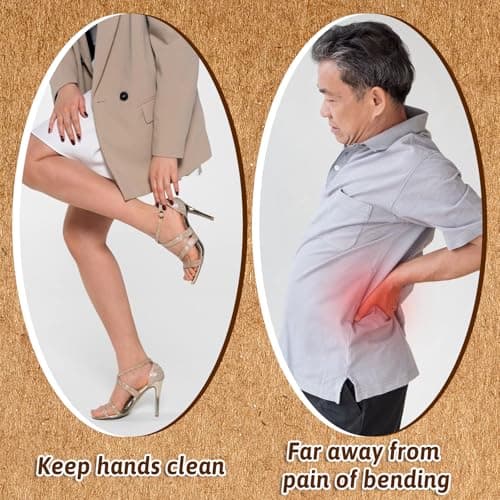 Piriuuo Wood Shoehorn, 6" Short Handle Shoe Horn with Leather Lanyard Non Slip Shoe Lifter Lazy Shoes Aid Tool Easy Wear Helper Shoehorns for Seniors Pregnancy Men Women Kids 5