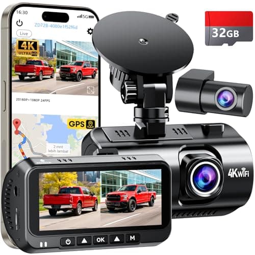 Front and Rear Dash Cam for Truck: 4K+1080P Dual Dash Camera for Pickup Ford F150 F250 Ram 1500-5G WiFi Quick Video Access 15-Min Install Record Every Moment for Accident Evidence by Befumly
