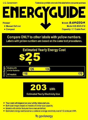 BANGSON Upright Freezer,1.1Cu.ft Energy-Saving Mini Freezer with Removable Shelf with Ultra Low Power 40W, Single Door Small Freezer for Home/Dorms/Apartment/Office(Silver) 9