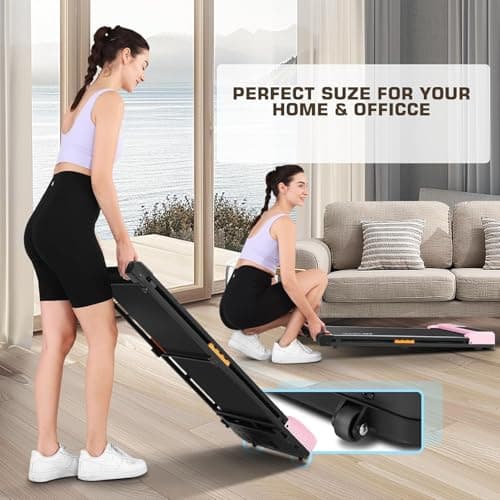 ANCHEER Pink Walking Pad Samll Treadmill with Incline - Under Desk Treadmills with Vibration Massage Plate, 2.5HP Compact Portable Treadmills for Home, Office, Remote Control and LED Display 5