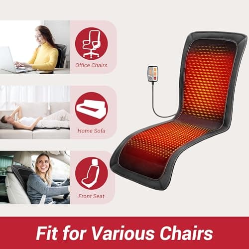 Longer Heated Seat Cover PU-Leather Winter Seat Cushion Fast Heating Seat Warmer with Hand Controller to Promote Blood Circulation Relieve Fatigue for Home & Office Warm Gift for Men Women 7