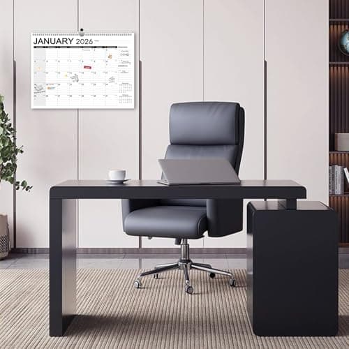Calendar 2026, Anti Ink Bleed, Durable Thick Paper, Large days Blocks, Wall Calendar 18 Months with Stickers, 17" x 12" Large Simple Style 2026 Calendars for Home, Office, Teacher Supplies- Simple 8