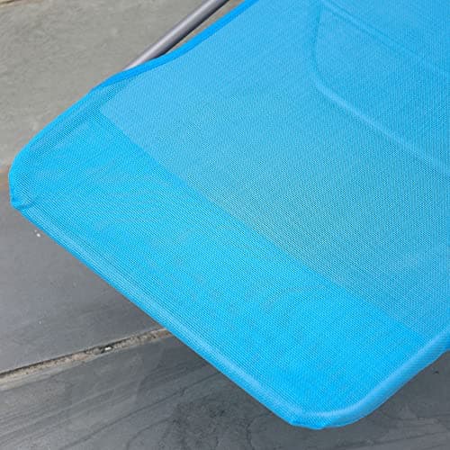 Outsunny Folding Chaise Lounge Pool Chairs, Outdoor Sun Tanning Chairs with Pillow, Reclining Back, Steel Frame & Breathable Mesh for Beach, Yard, Patio, Blue 7