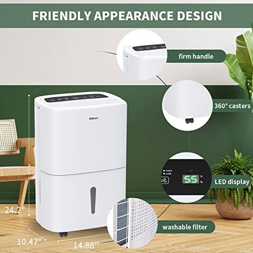 Shinco 7,000 Sq.Ft Energy Star Dehumidifier with Pump and WIFI, Ideal for Large Industrial Rooms and Home Basements, Efficient Moisture Removal and Humidity Control, 1.85 Gallons Water Tank 7