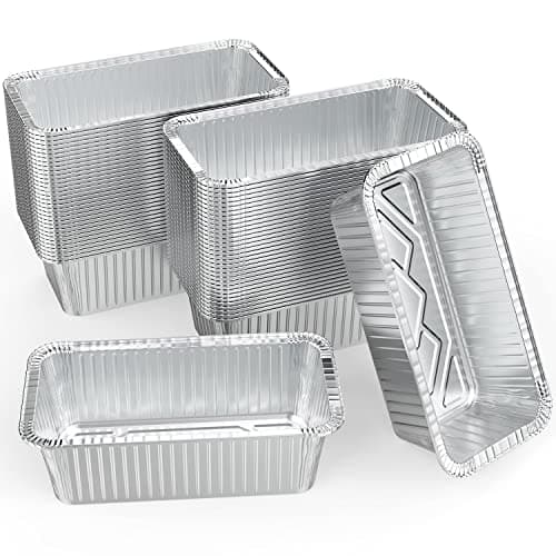 WANBAO 50 Pack Aluminum Pans Mini Loaf Pans Disposable Aluminum Foil Small Loaf Pan 1lb Baking Tin Liners for Baking to Bake Cakes, Bread Loaves and Meat, 6" X 3.5" X 2"