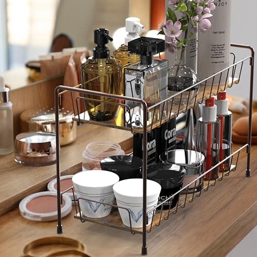 Simple Houseware Countertop Spice Rack 2-Tier Kitchen Spice Organizer Storage Shelves, Bronze 6