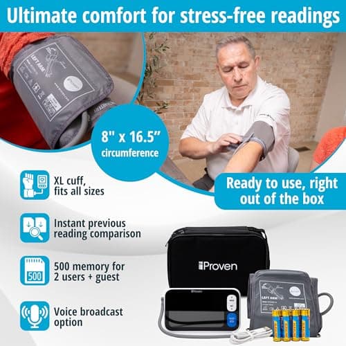 iProvèn New 2023 Smart Upper Arm Blood Pressure Monitor - Home Use, 500 Memory Sets - Large Adjustable Cuff - Largest Widescreen Backlit Display - Bluetooth App for iOS & Android 5