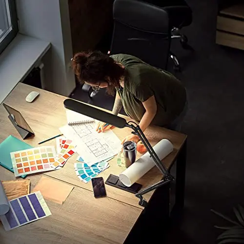 SKYLEO Desk Lamp for Home Office, Eye Comfortable LED Desk Light for Long Hours, Adjustable Swing Arm with Memory Function, Black 7