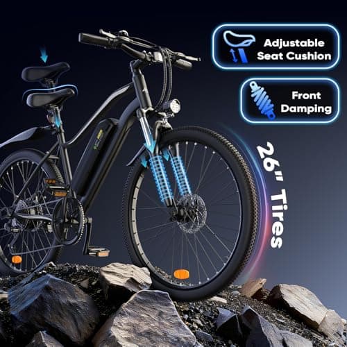 HopCycle Electric Bike - Electric Bike for Adults 500W, Up to 55 Miles, 20MPH Electric Mountain Bike, 26'' Tires Lightweight E-Bike for Commuting Mountain Road Sand 6