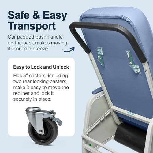 Lumex 3-Position Medical Recliner, Reclining Geri Chair with Wheels, Blue Ridge 6
