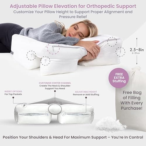 Wife Pillow The Side Sleeper Pillow with Arm Hole for Shoulder Pain - Arm Tunnel Pillow for Side Sleepers, Shoulder Relief & Neck Support Comfort Sleep Pillow for Adults - Down Alternative Fiber Fill 6