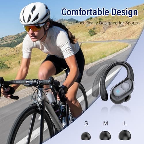 Qecnato Wireless Earbuds Bluetooth 5.4 Headphones 75H Stereo Deep Bass Sports Over Ear Buds with Earhooks, LED Display Bluetooth Earbuds with 4 ENC Mic, IP7 Waterproof Earphone for Running 6