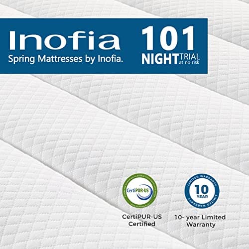 Inofia Twin Mattress, 10 Inch Hybrid Innerspring Single Mattress Cool Twin Bed Supportive & Pressure Relief, Breathable Soft Knitted Fabric Cover, Medium Firmness 5