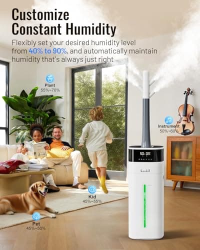 LACIDOLL Cool and Warm Mist Humidifier Large Room, 5.3Gal/20L Humidifiers for Home 2500 sq ft, Air Humidifiers for Bedroom with Diffuser&Extended Tube, Whole House Humidifiers for Nursery Baby Plants 6